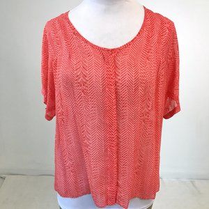 Anthropologie L Silk Top Chevron Print Maeve Sheer Blouse